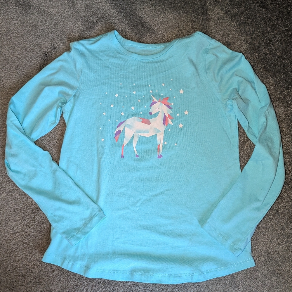 Lands' End Kids Long Sleeve Unicorn Tee